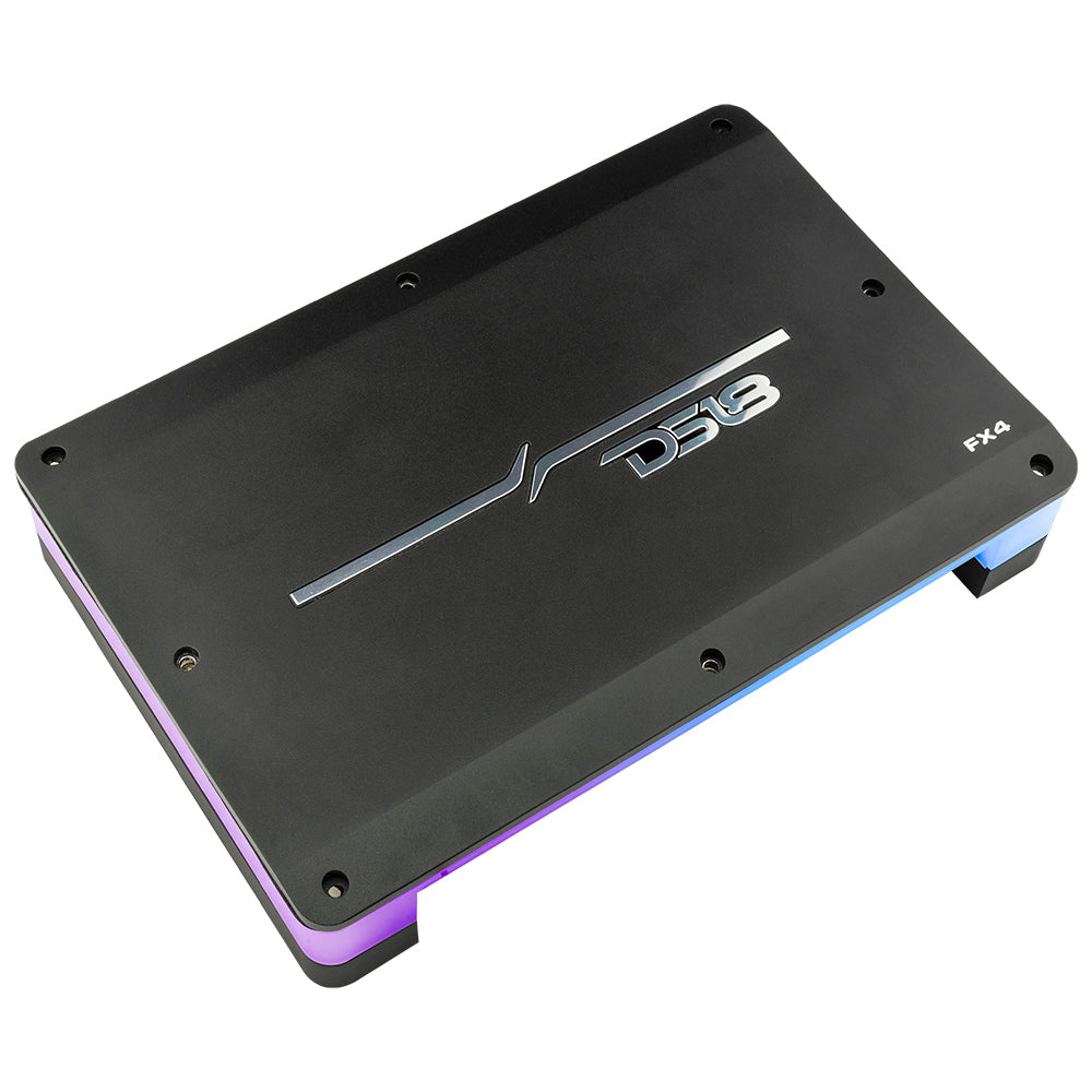 DS18 FX4, 4-kanalsforsterker med LED og flere installasjonsmuligheter