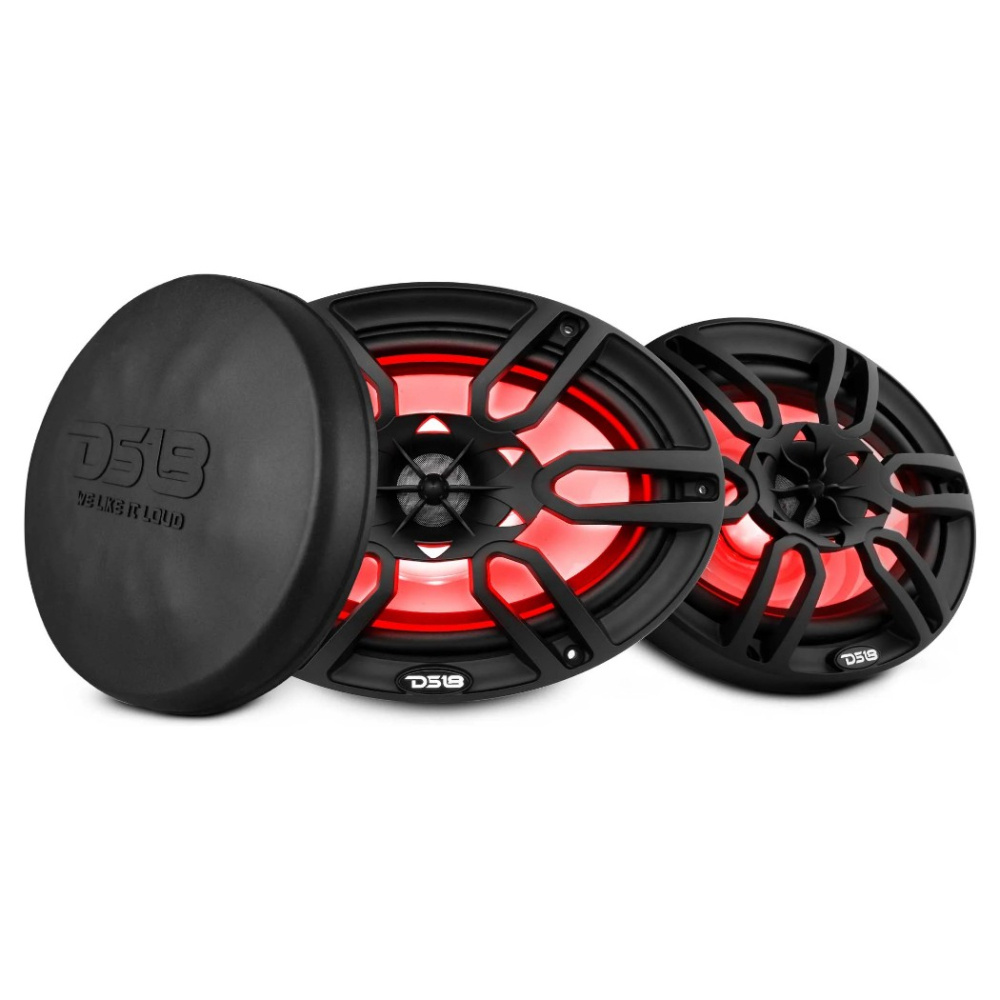DS18 NXL-69/BK, svarte 6x9-tommers marinehøyttalere med LED, par