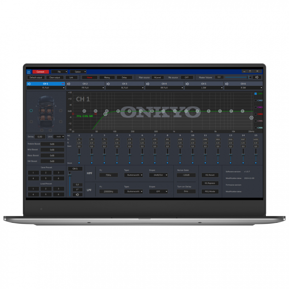 Onkyo R-MS10, 6-kanals DSP med innebygd forsterker og Bluetooth