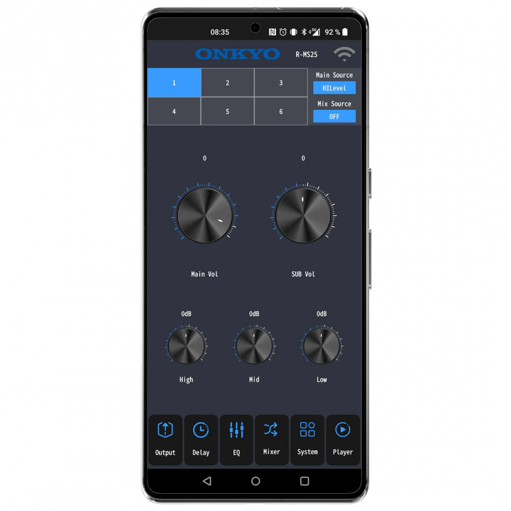 Onkyo R-MS25, 8-kanals DSP med innebygd forsterker og Bluetooth