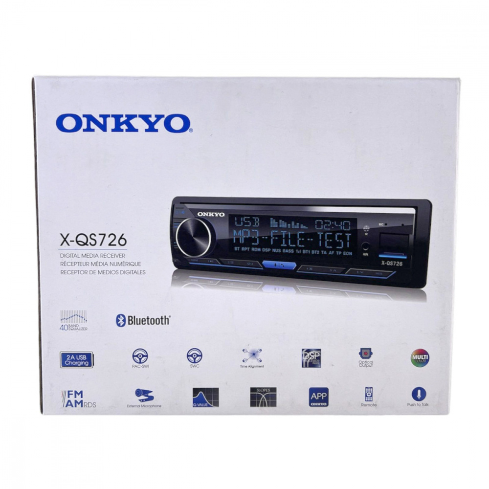 Onkyo X-QS726, Bluetooth-bilstereo med 3 par lavnivå (4V) og innebygd DSP