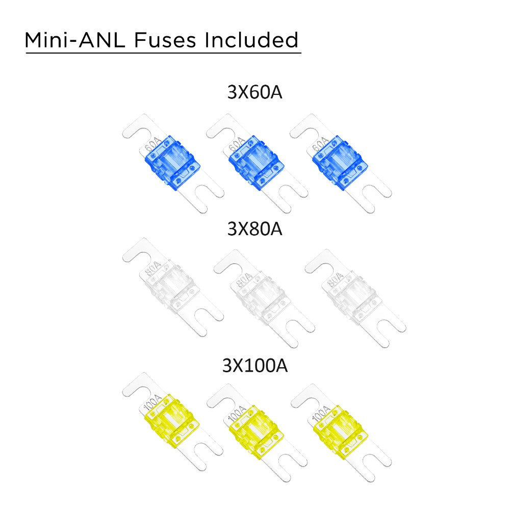 Recoil MPG3 Mini-ANL sikringsholder + jordblokk 2x50mm² til 3x20mm²