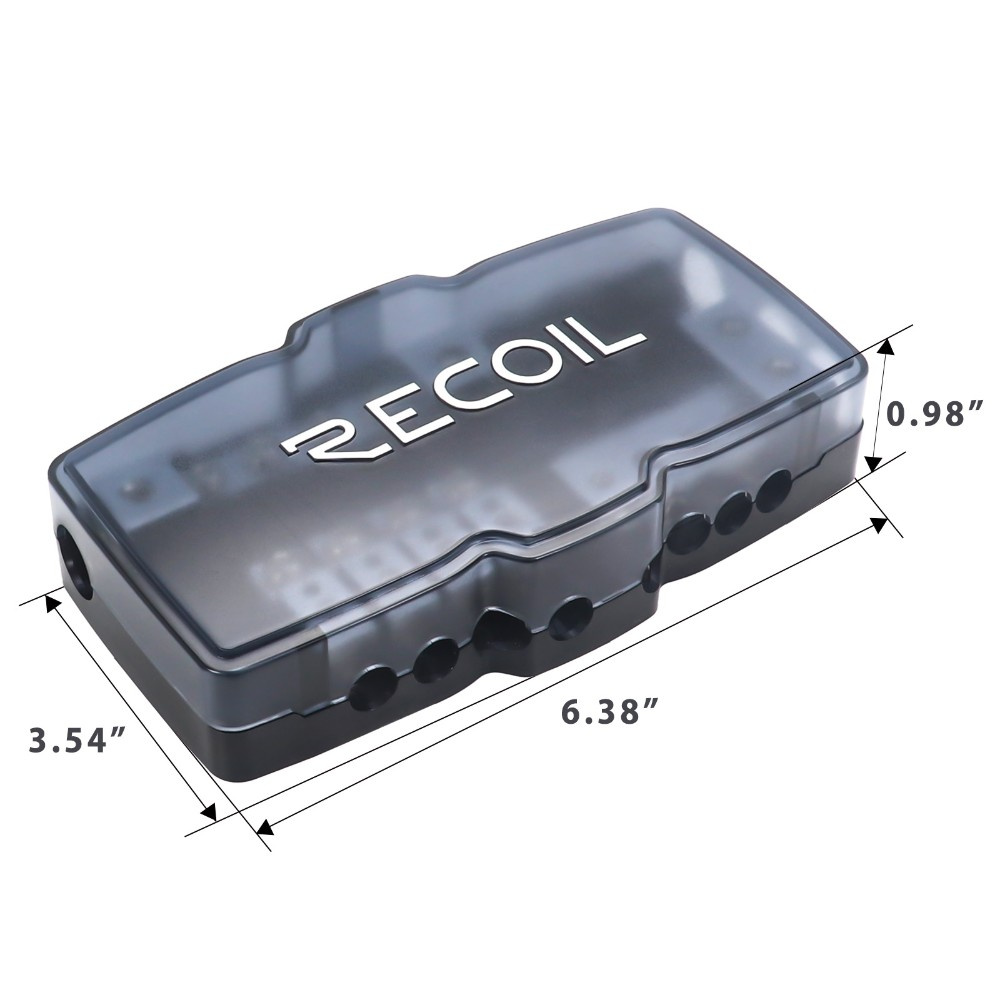 Recoil MPG4 Mini-ANL sikringsholder + jordblokk 2x50mm² til 4x20mm²