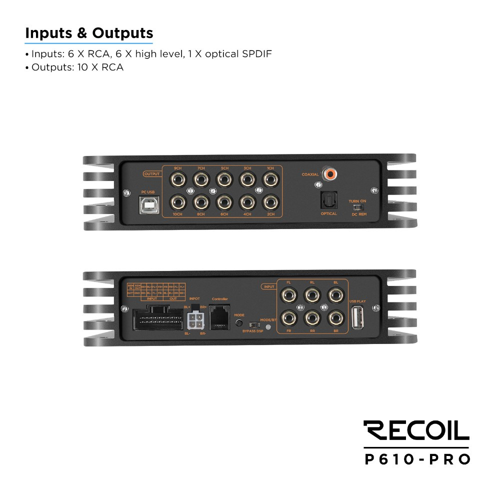 Recoil P610-PRO, DSP-forsterker med 10 kanaler