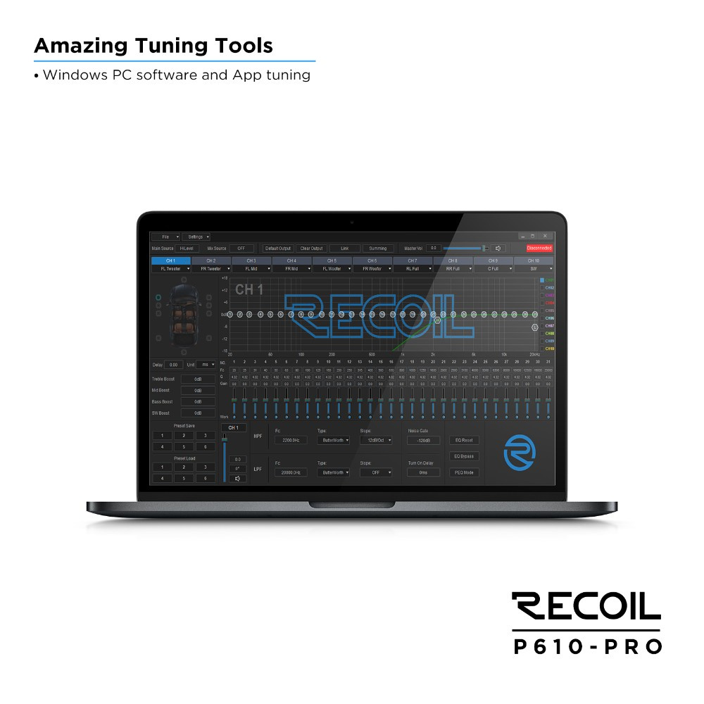 Recoil P610-PRO, DSP-forsterker med 10 kanaler