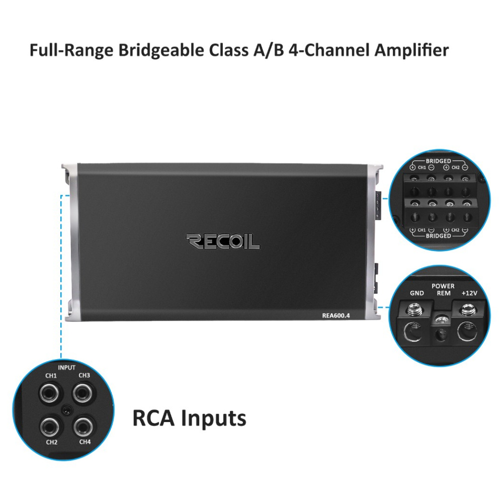 Recoil REA600.4, 4-kanals forsterker