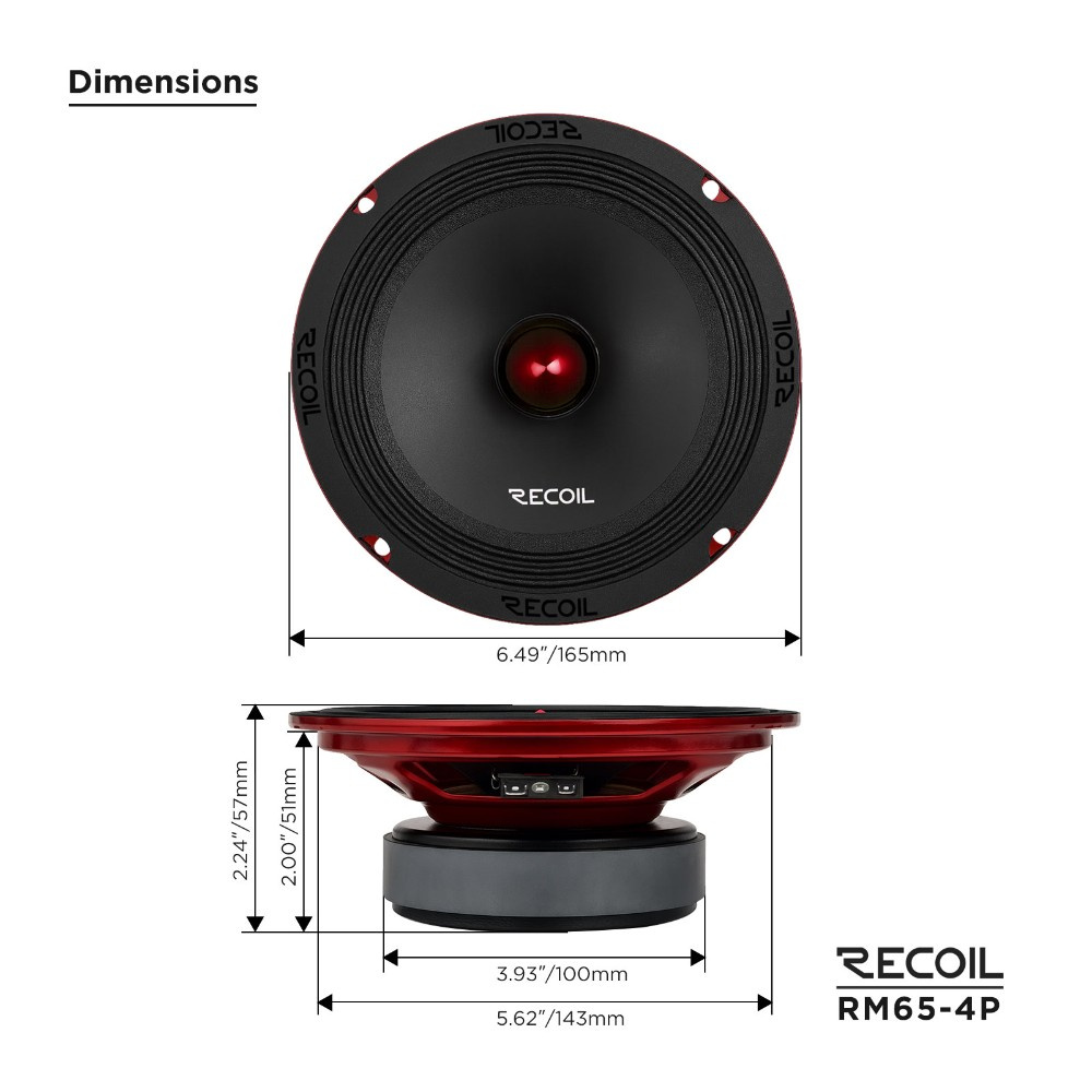 Recoil RM65-4P, 6,5-tommers mellomtone, par