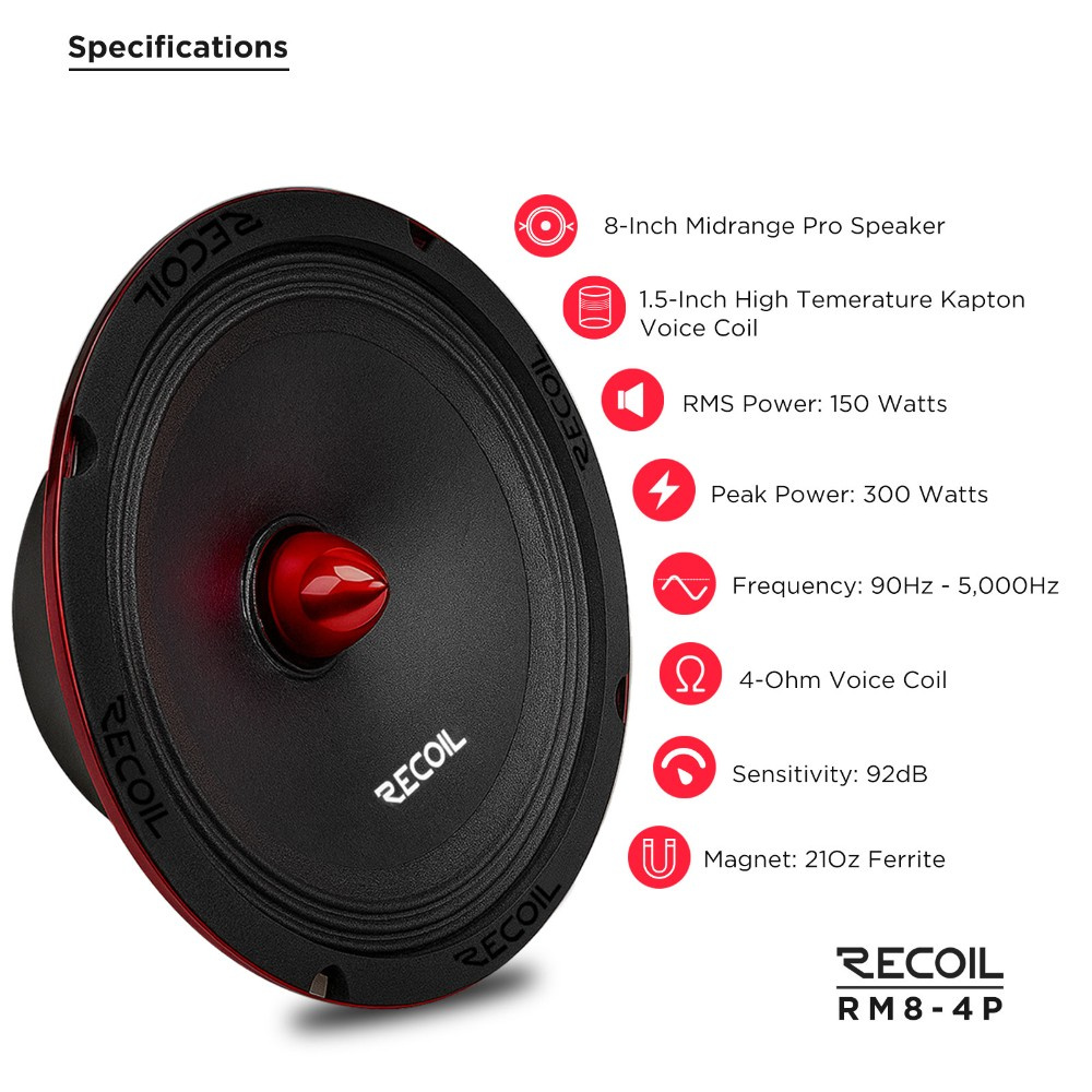 Recoil RM8-4P, 8-tommers mellomtone/midbass, par