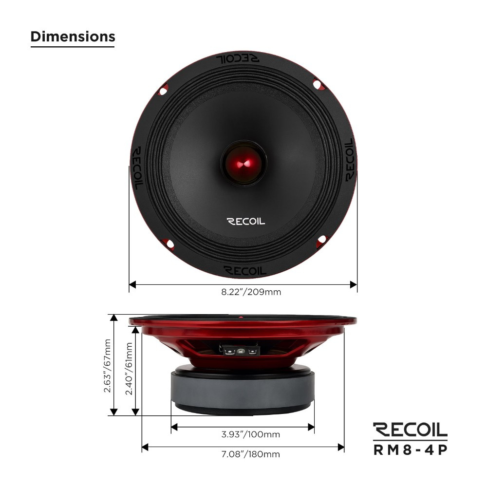 Recoil RM8-4P, 8-tommers mellomtone/midbass, par