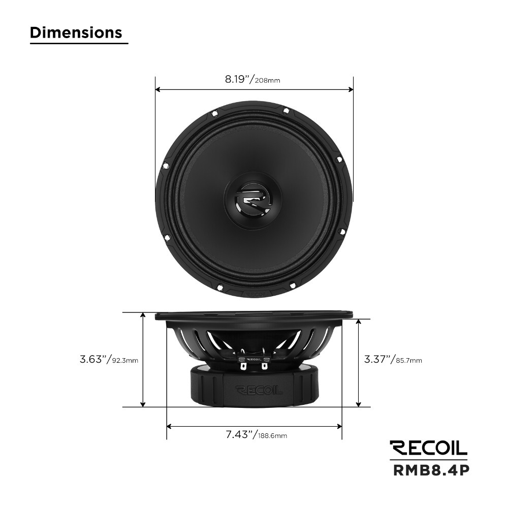 Recoil RMB8-4P, 8-tommers mellomtone/mellombass, par