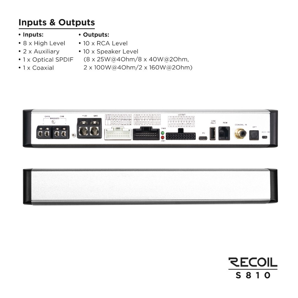 Recoil S810, DSP-forsterker med 10 kanaler