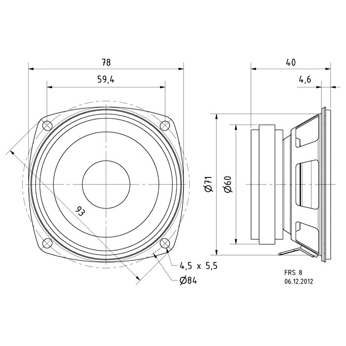 Visaton FRS 8, 3,3-tommers høyttalerelement, 8 Ohm