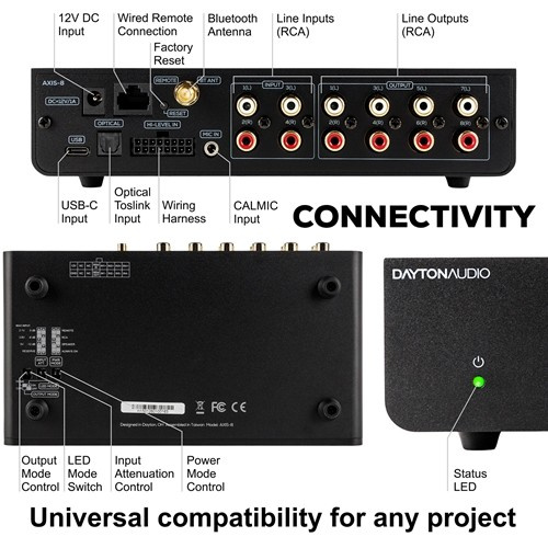 Dayton Audio Axis-8, 8-kanals DSP-/lydprosessor til bil og hjem