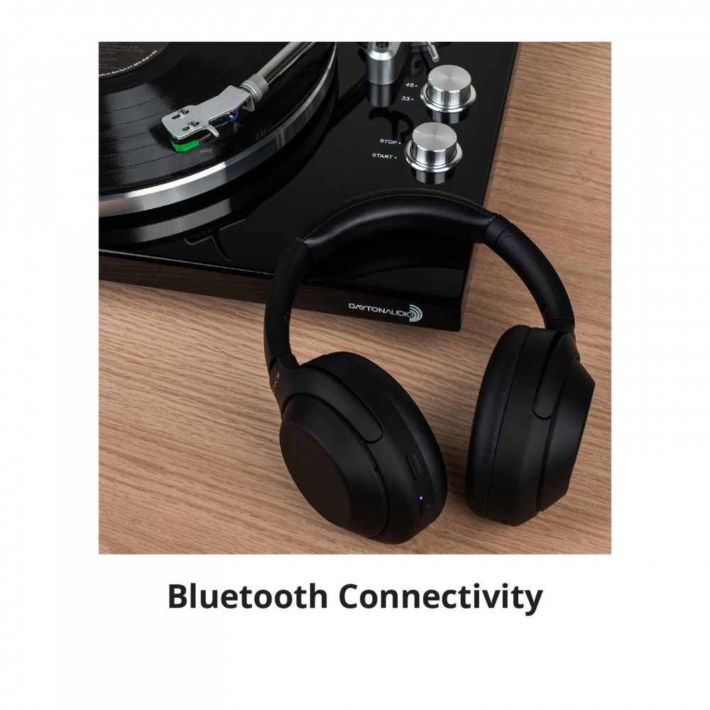 Dayton Audio TT-1BTB, skivspelare med BT, USB och inbyggt RIAA, svart