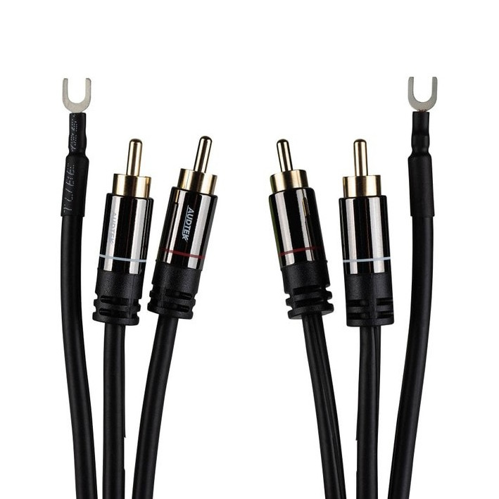 Audtek DMCG6, platespillerkabel med jordleder 1.8 meter