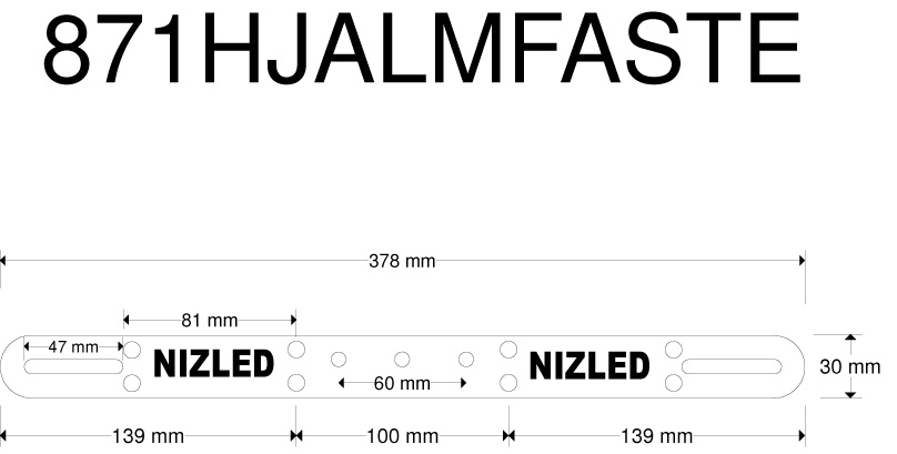 Hjelmfeste for 1 eller 2 stk. lamper