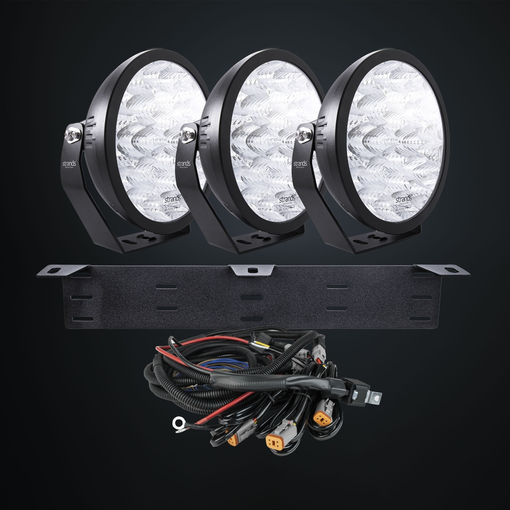 Strands Komplett Sett 3X Yukon 2 Ekstra Lys Flood 9″ LED