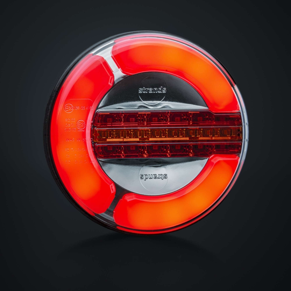 Strands Baklykt LED 3 Kamre 12-24V, 142mm Diameter. Bak/Horn/Dynamisk Blink.
