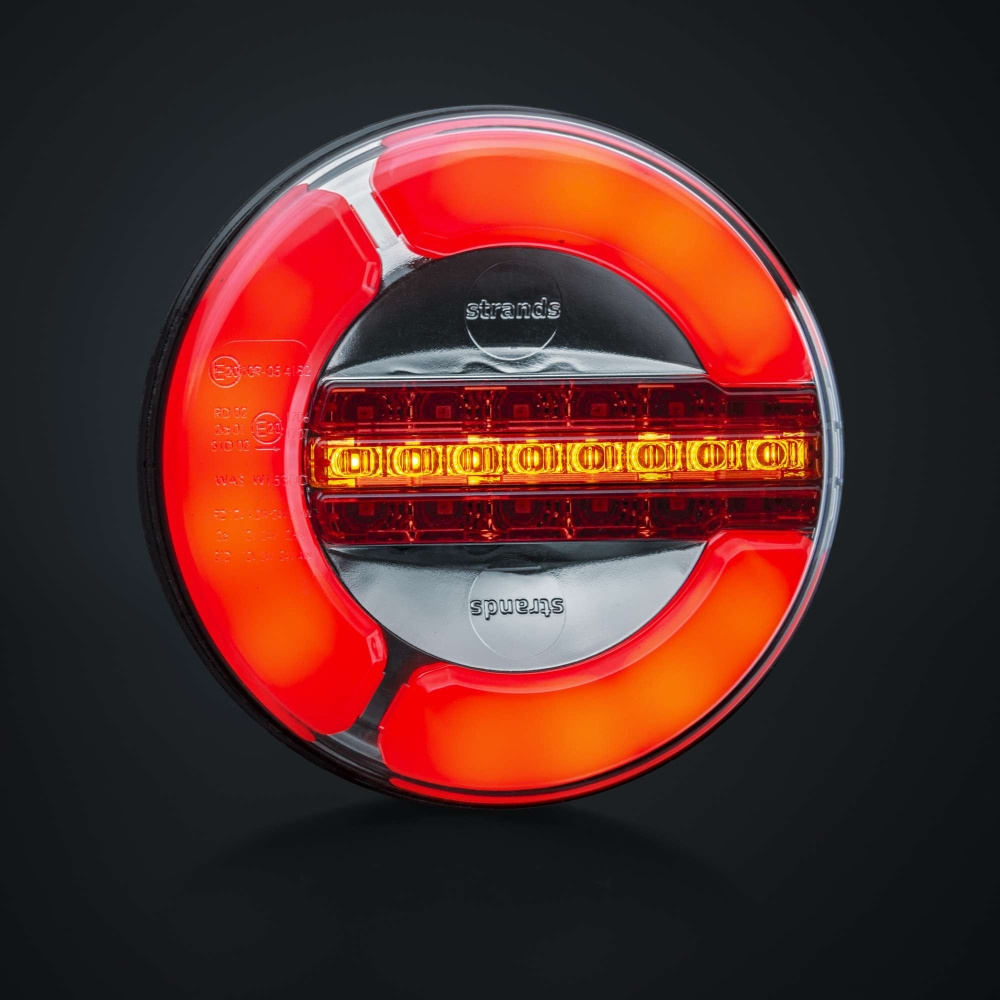 Strands Baklykt LED 3 Kamre 12-24V, 142mm Diameter. Bak/Horn/Dynamisk Blink.