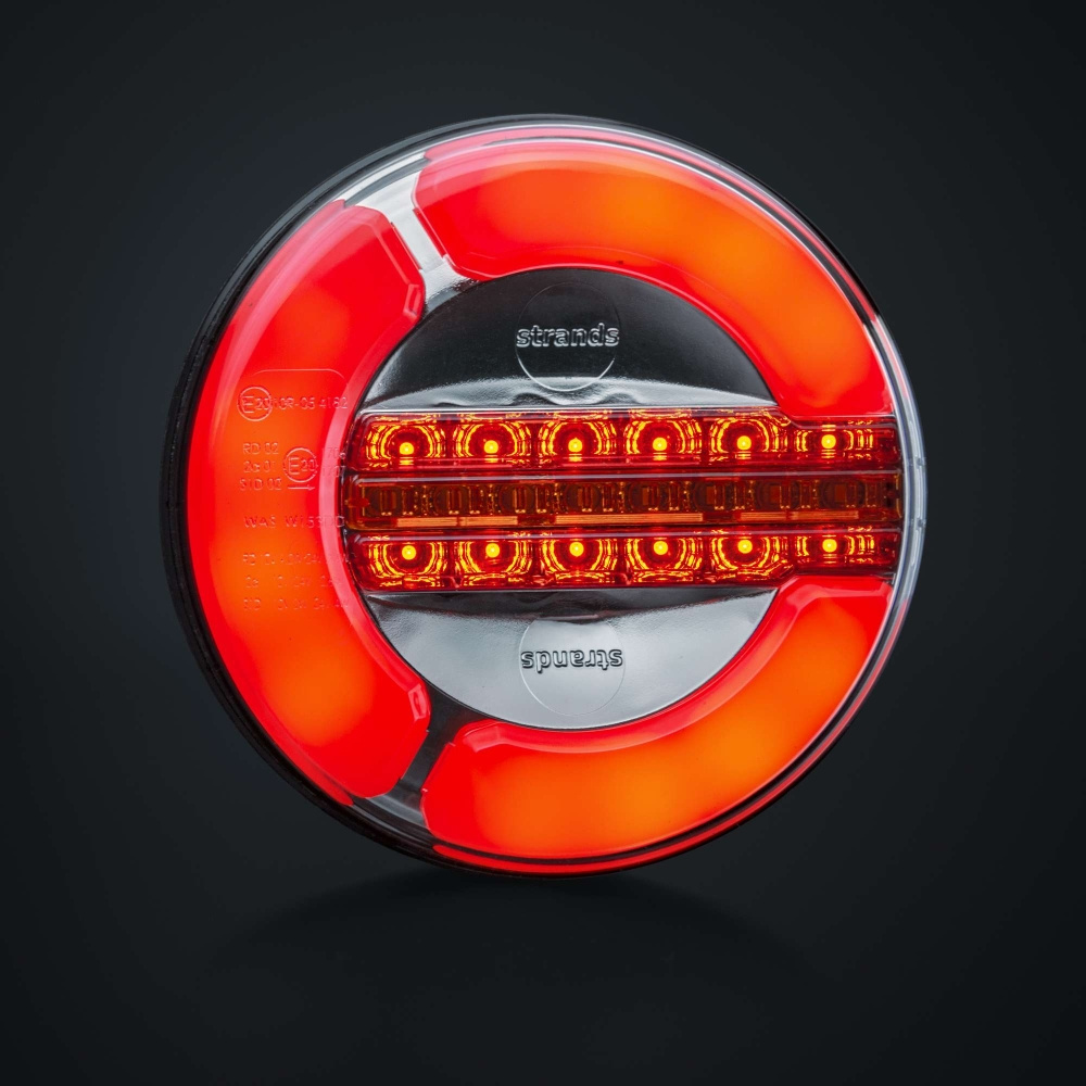 Strands Baklykt LED 3 Kamre 12-24V, 142mm Diameter. Bak/Horn/Dynamisk Blink.