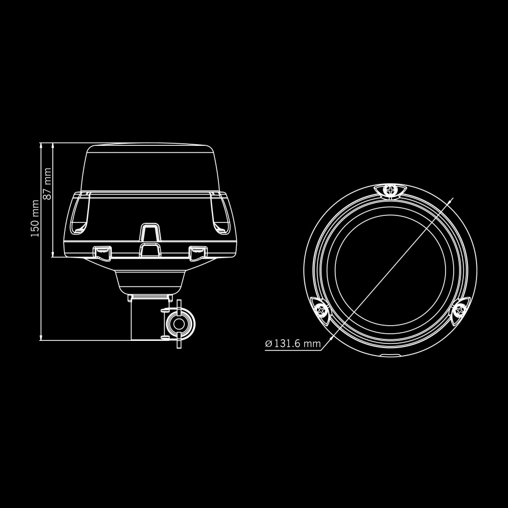 Strands Freedom Lighthouse Roterende Varsellys 130Mm Stangemontering