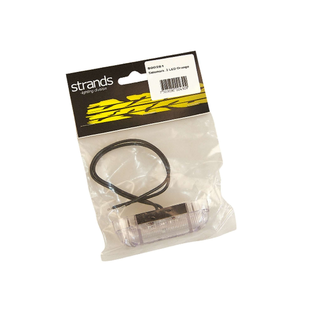 Strands Sidomark. 3 LED Oransje, 12-24V E-merket