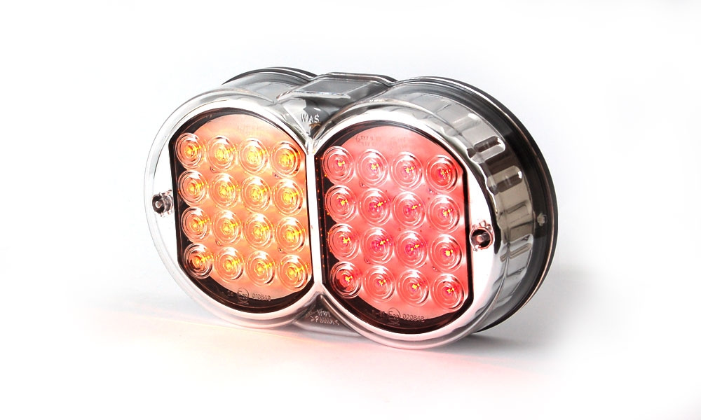 Strands Rundx2 LED 3 Kamre 12-24V, L:208 H:121 D:57Mm Festebolt M8