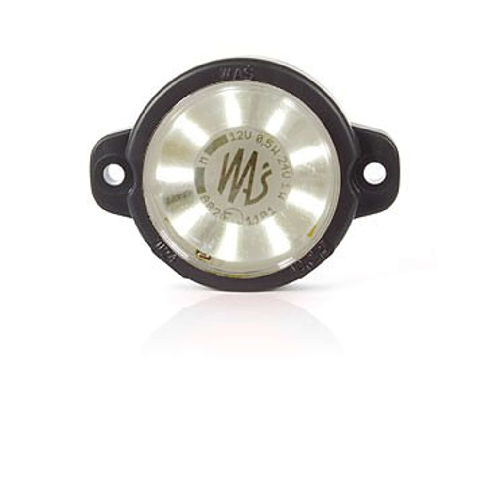 Strands posisjonslys hvitt rundt, klarglass. 12-24V