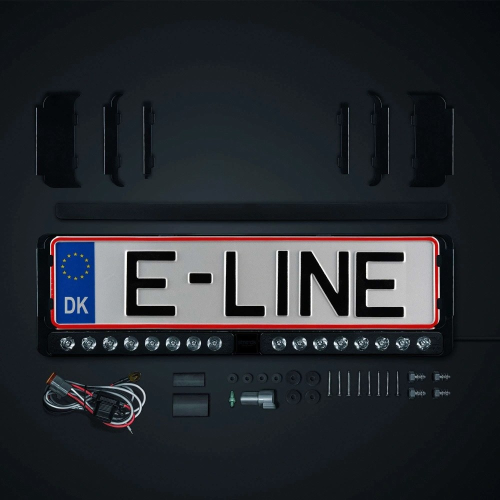 Strands Nuuk E-Line Duo DK/FI/AT, LED-lysbøyle med nummerskiltsholder, svart