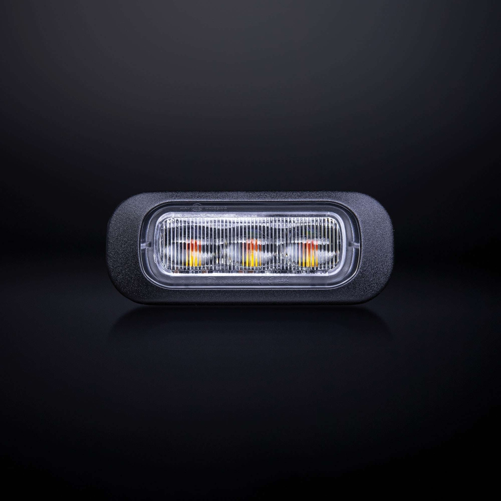 Strands Dark Knight Riktat Blixtlys Orange 3 LED Klar Linse