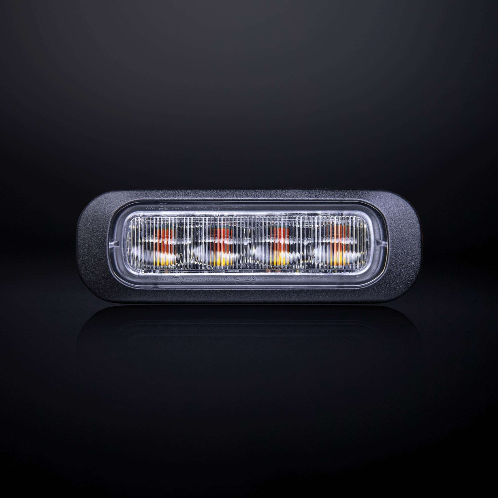 Strands Dark Knight Riktat Blixtlys Orange 4 LED Klar Linse