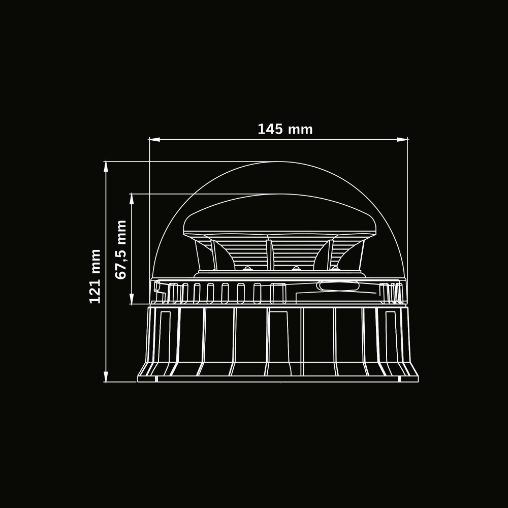 Strands Big Energy Roterende Varsellys Oransje Linse Planmontering