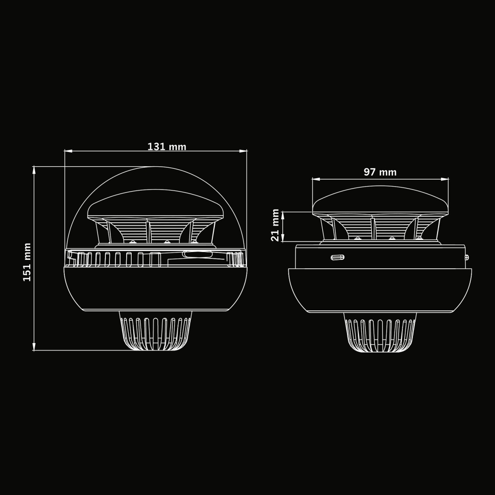 Strands Big Energy Roterende Varsellys Oransje Linse Stangmontering