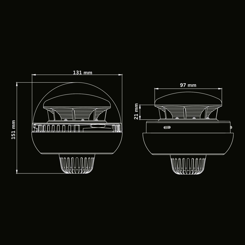 Strands Big Energy Roterende Varsellys Oransje Linse Stangmontering