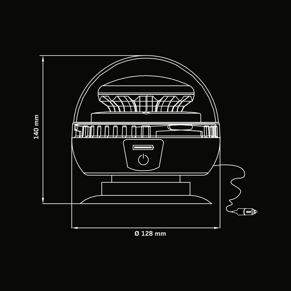 Strands Big Energy Bærbar Roterende Varsellampe Oransje Linse
