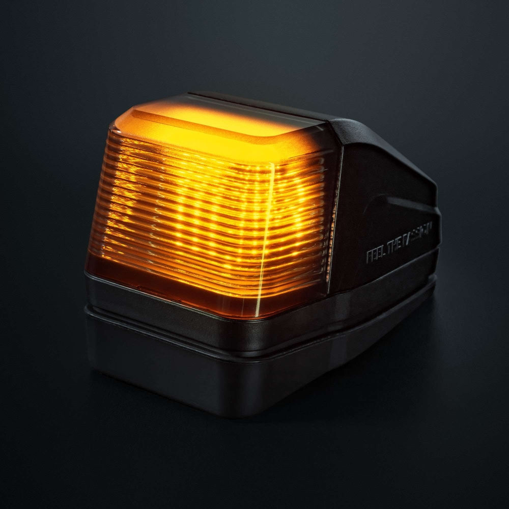 Strands IZE LED taklampe, hvit/amber, varsellys, mørk linse