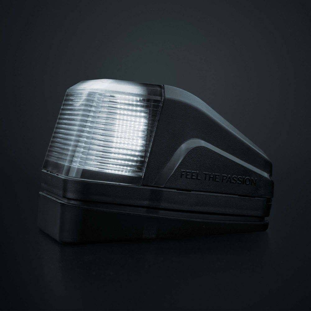 Strands IZE LED taklampe, hvit/amber, varsellys, mørk linse