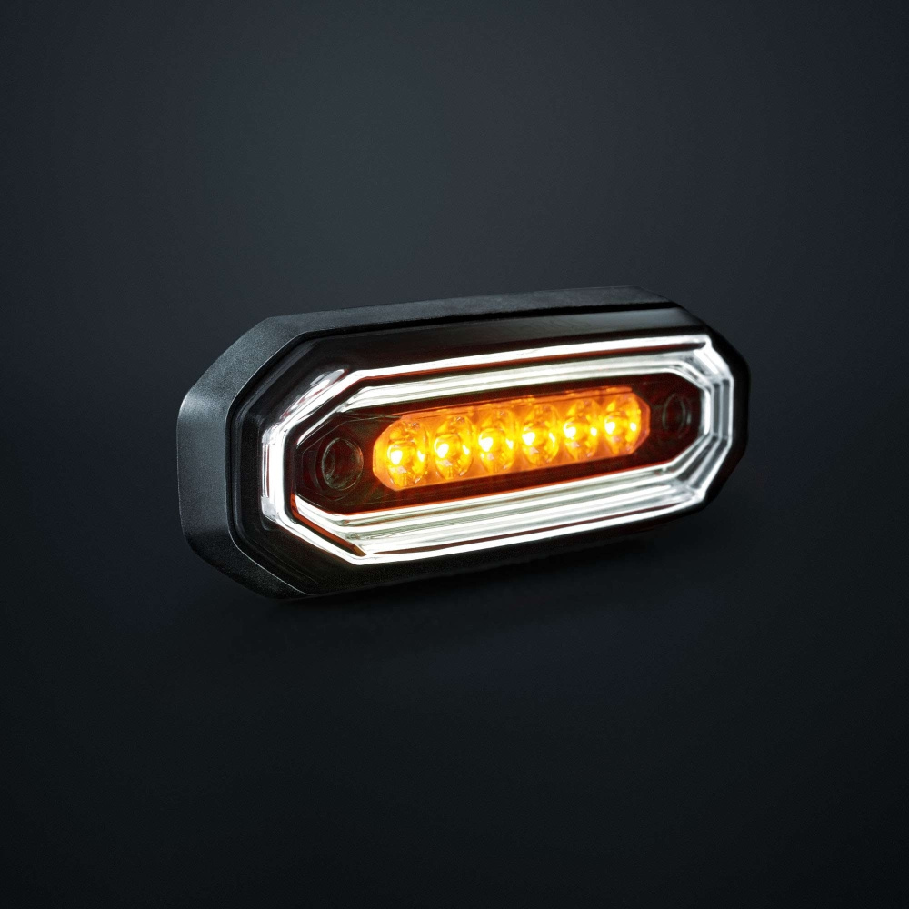 Strands FOR9T Aura varsellys, 6 LED, hvit/amber, mørk linse