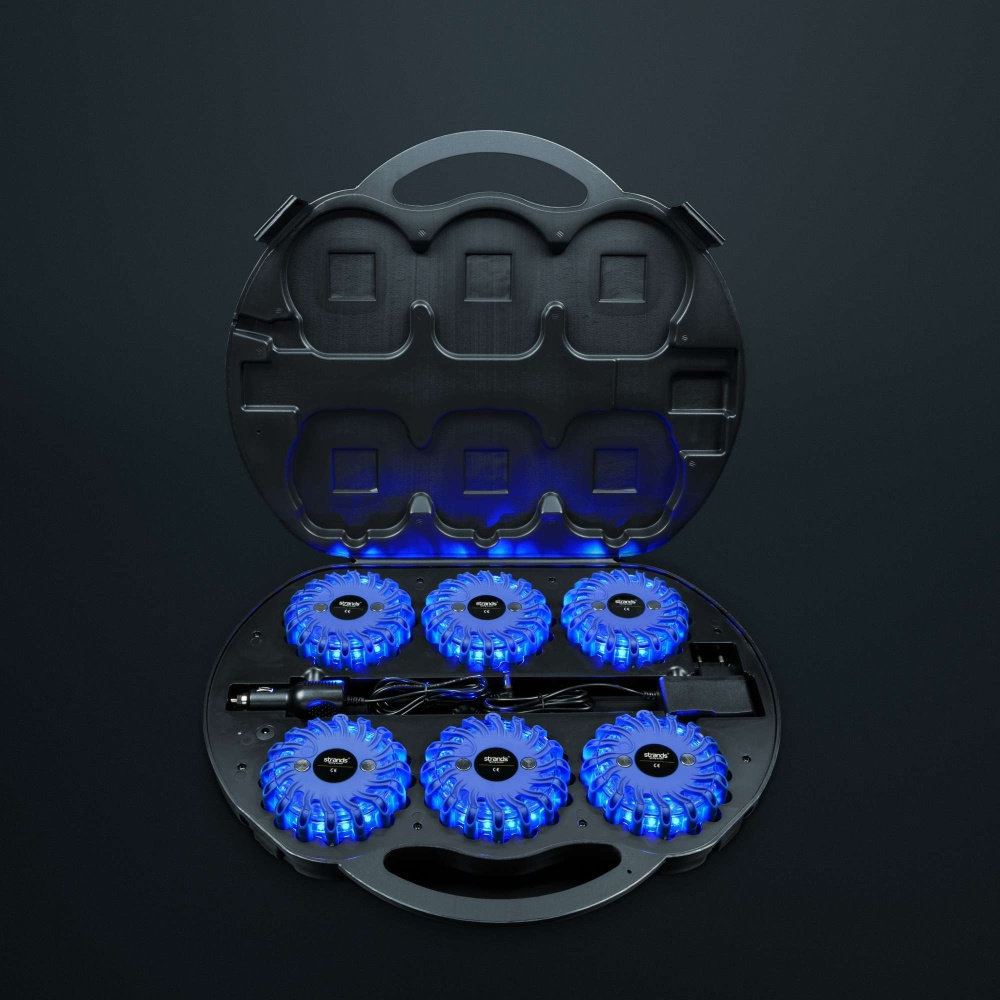 Strands Varsel/Riktet Blinkende Lysball Blå LED, 6-Pack I Veske