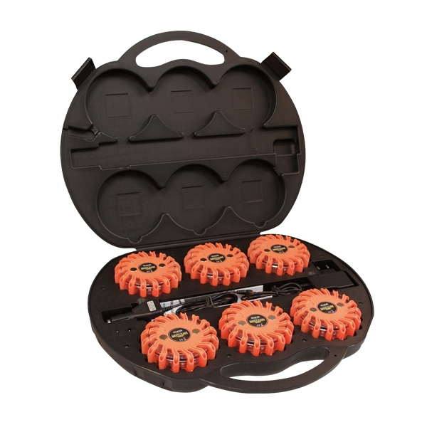 Strands Varning/Riktet Blinklys Kule Oransje LED, 6-Pakning