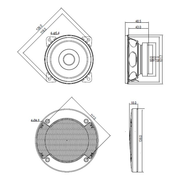 Blaupunkt ICx 401, 4-tommers høyttaler, par