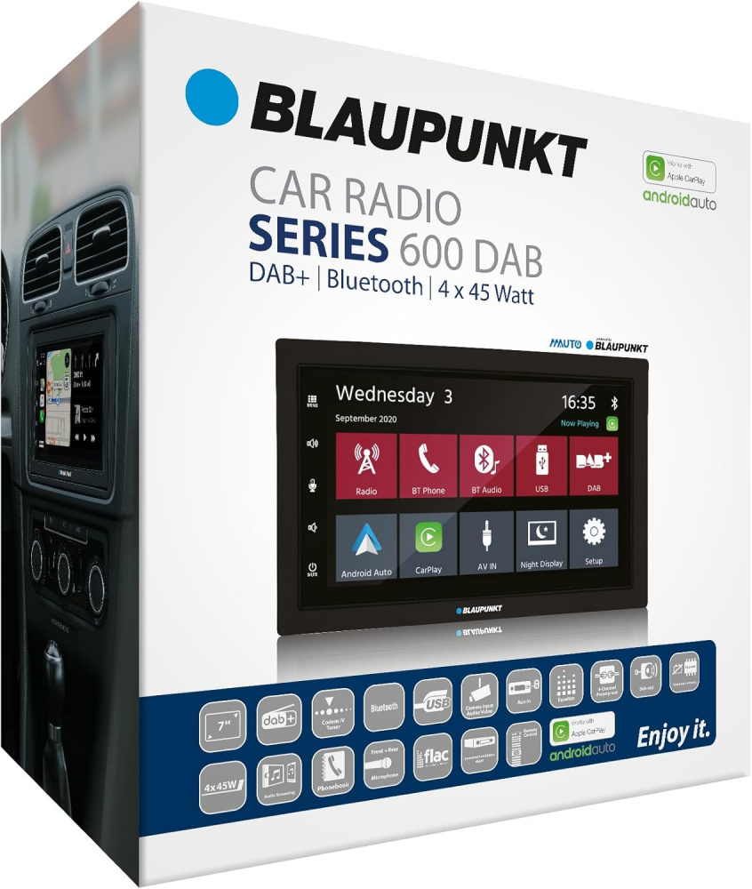 Blaupunkt Oslo 600 DAB, bilstereo med trådløs CarPlay/Android Auto
