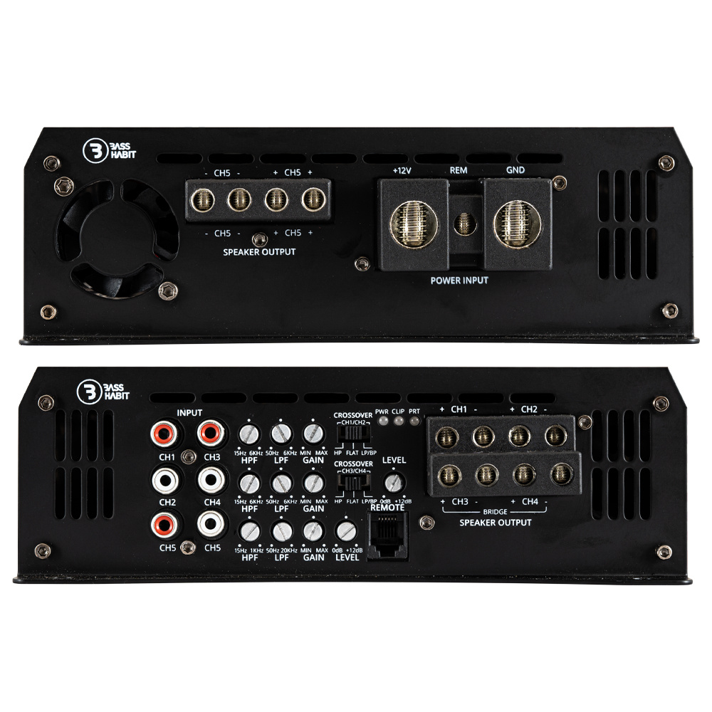 Bass Habit SPL ELITE 2200.5DF, femkanalsforsterker