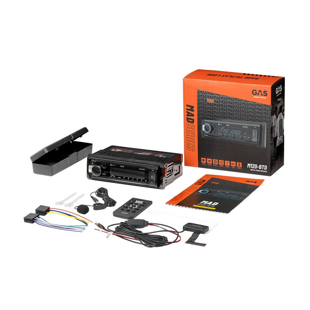 GAS MAD M120-BTD bilstereo med Bluetooth 5.3, DAB, USB-C & 2 par lavnivå