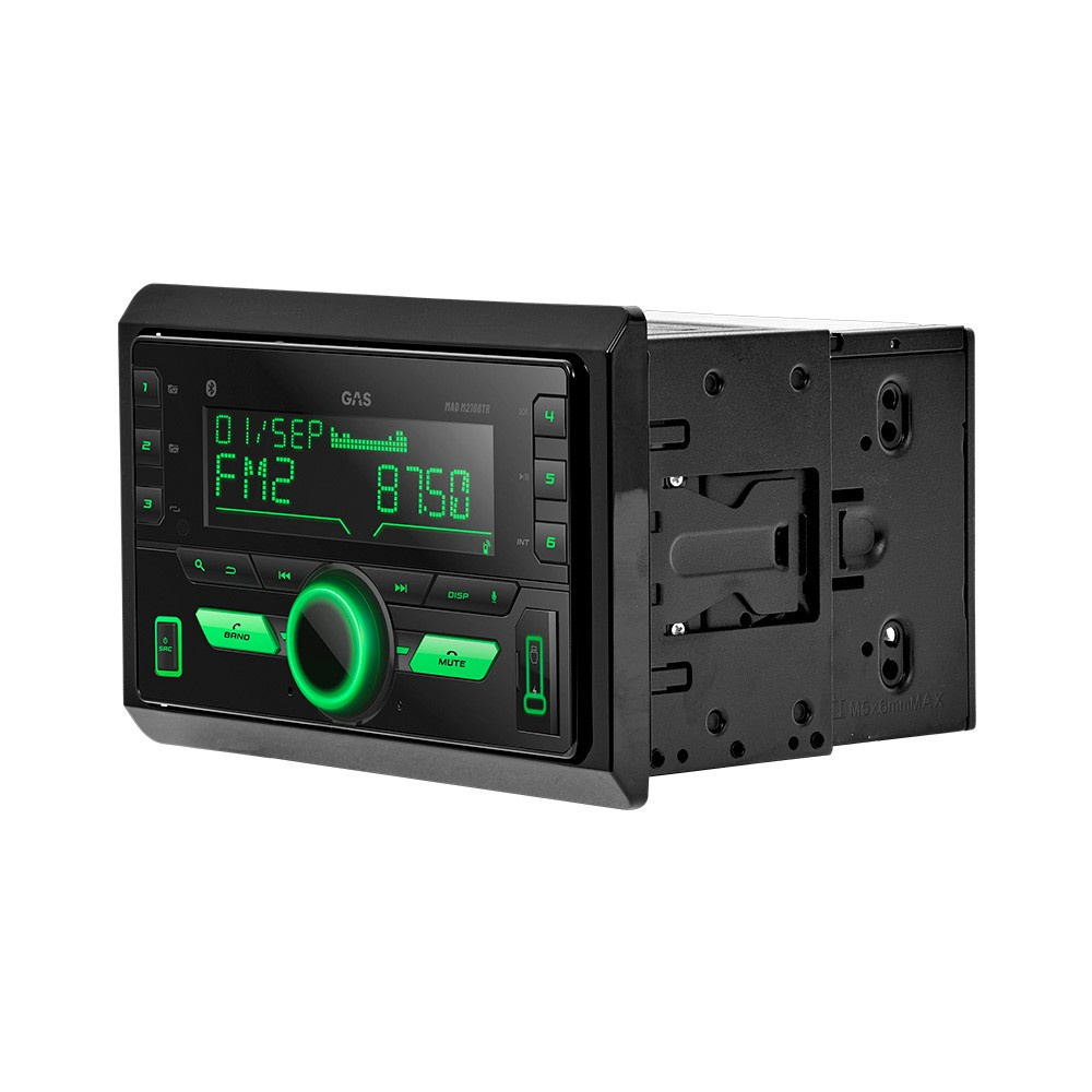 GAS MAD M210-BTR, 2-DIN bilstereo med Bluetooth og 2 par lavnivåutganger
