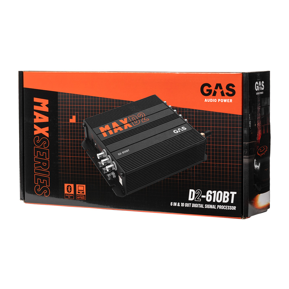 GAS MAX D2-610BT, 10-kanals DSP med Bluetooth