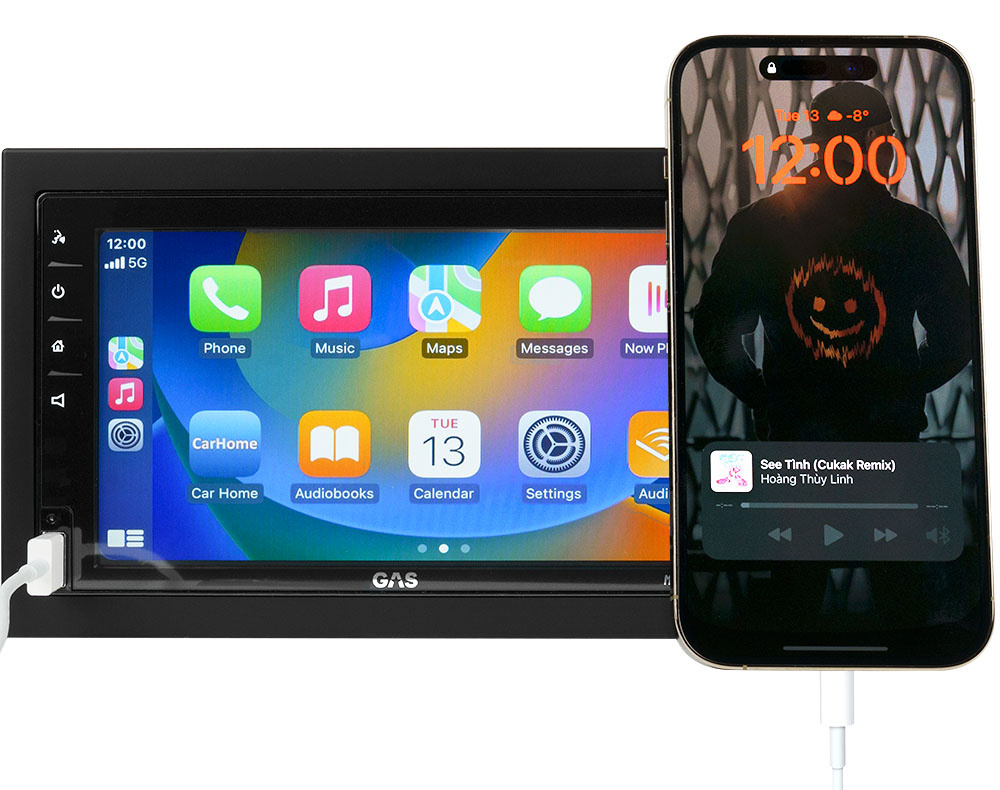GAS MAX MV240-BT, bilstereo med Apple CarPlay, Bluetooth, handsfree og mer