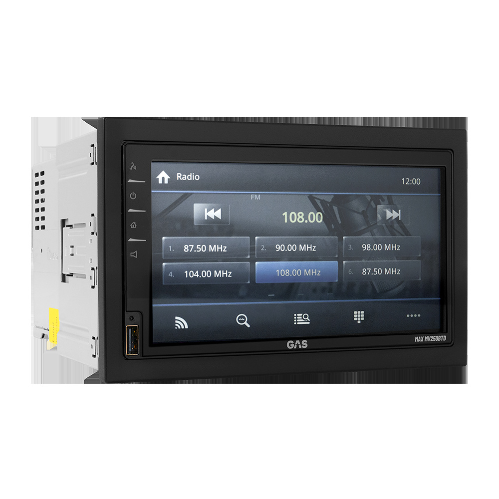 GAS MAX MV250-BTD, bilstereo med Apple CarPlay, Bluetooth, handsfree og DAB+