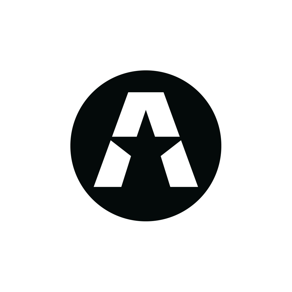 GAS A STAR-klistremerke 7x7cm, svart og hvit