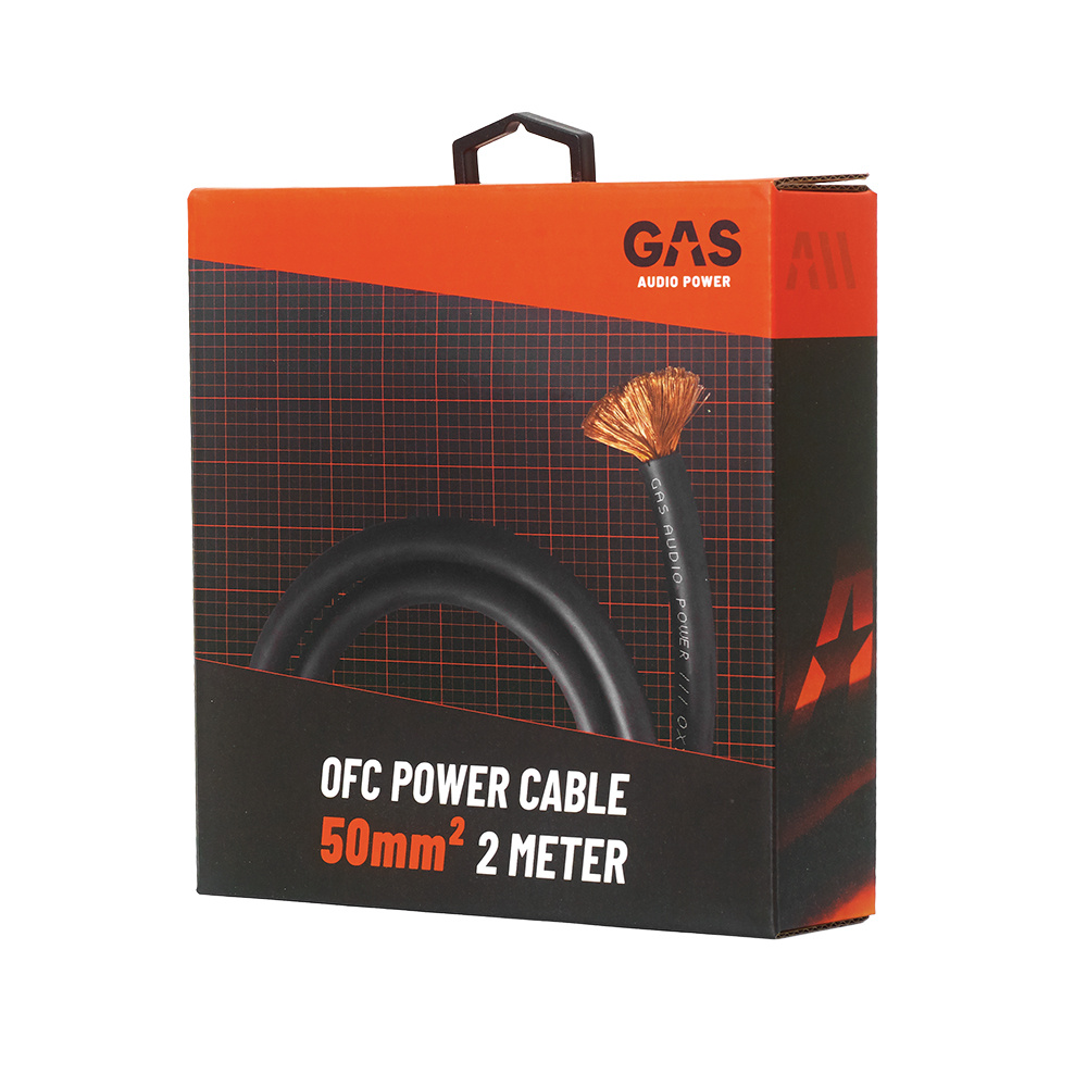 GAS MAX svart 50mm² OFC-strømkabel, 2 meter